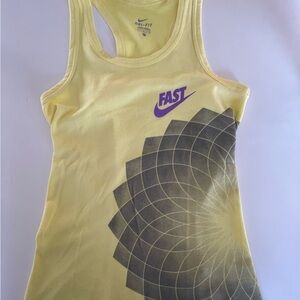 Nike Yellow Tank Top with Purple and Gray Design